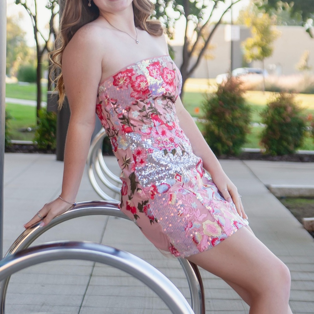 Floral Strapless Mini Dress